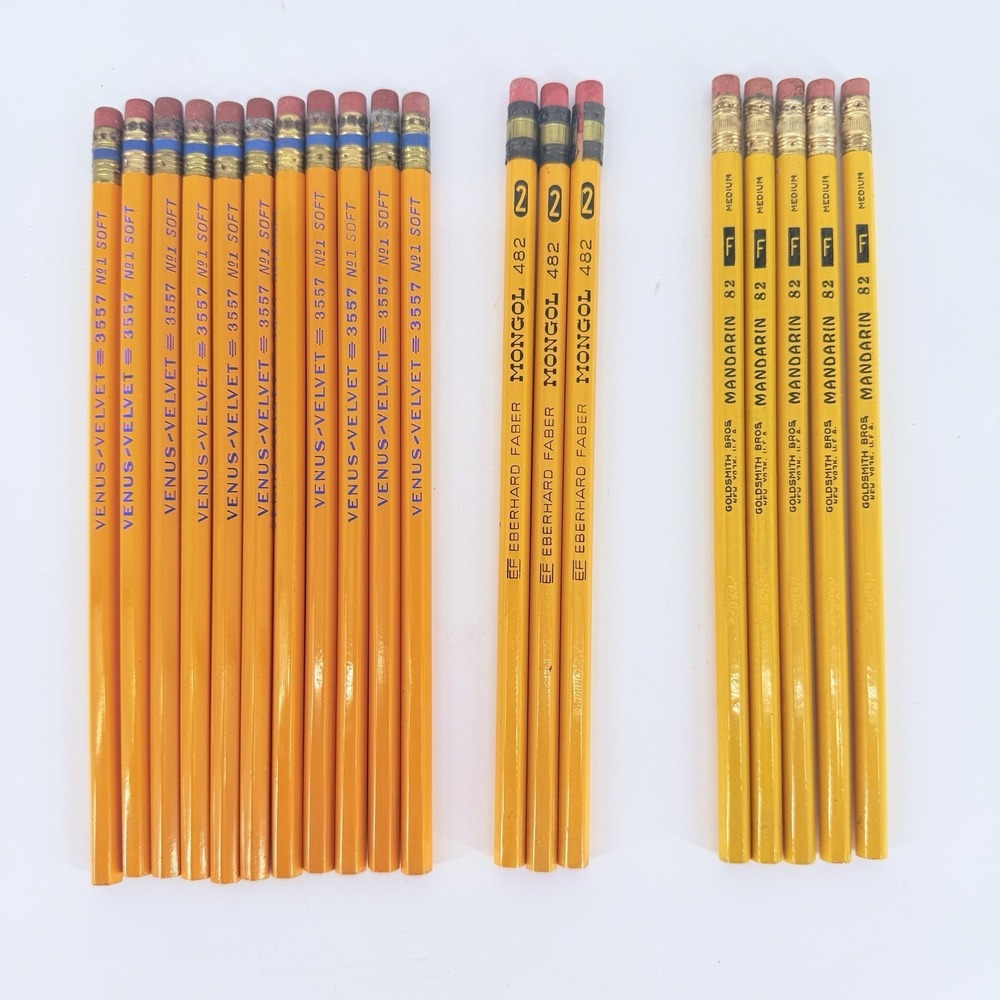 Vintage Pencil Lot Venus Velvet Mongol Goldsmith Unsharpened 19pc